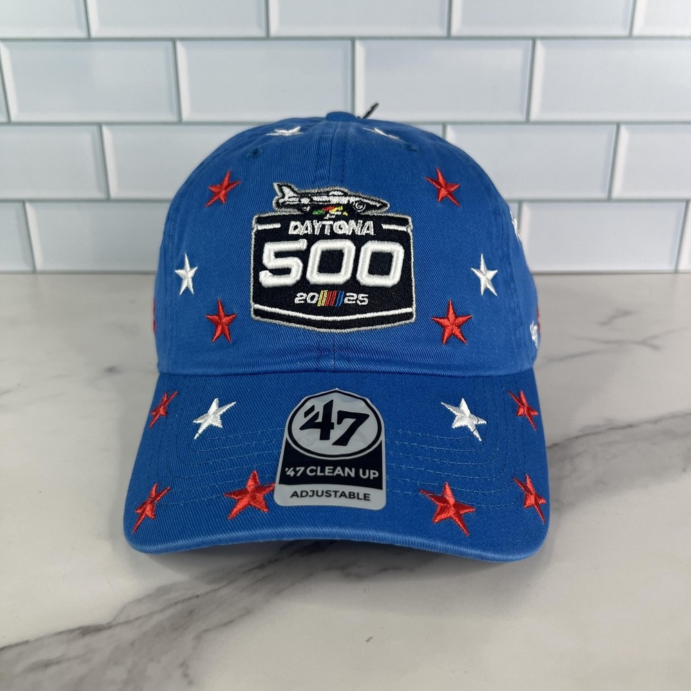 Daytona 500 Hat Cap Strap Back Blue Red White NASCAR Racing Stars 2025 Mens 47